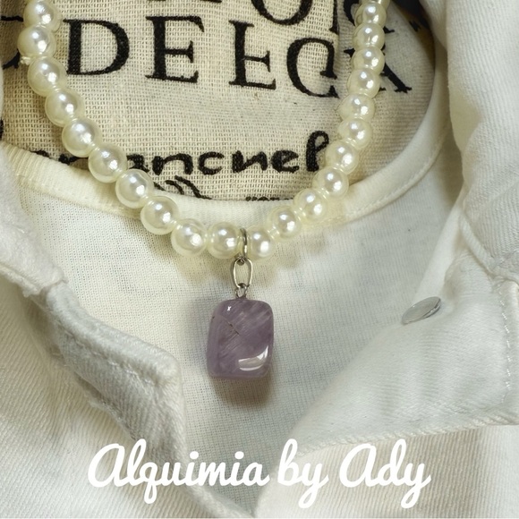 AMETHYST PEARLS CHOKER NECKLACE - Picture 2 of 2